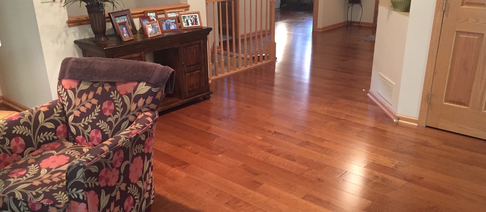 Edina Home Remodel Restored Flawlessly Following Expert Sun-Damaged Walnut Hardwood Refinishing and Trim Repair